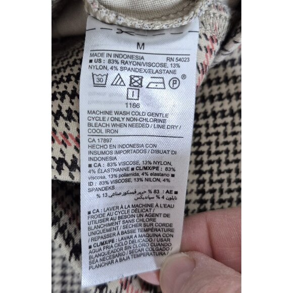 Old Navy Brown Red Stevie Printed Ponte-Knit Pants Hounds Tooth Pattern Sz M - Picture 6 of 8